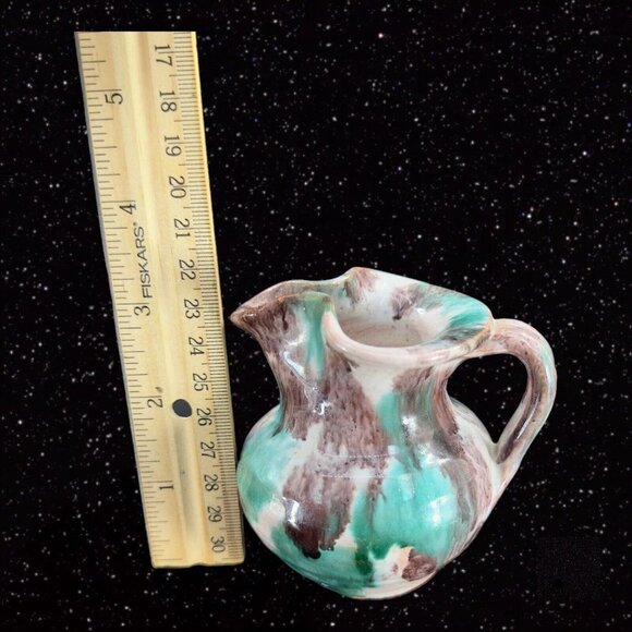 Italian Art Pottery Miniature Pitcher Carafe Ceramic Pottery Hand Painted Italy - Picture 6 of 12